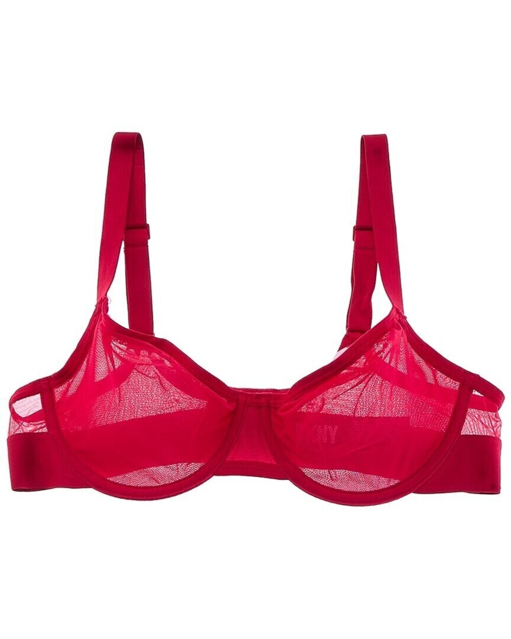 NWT DKNY Womens Sheers Unlined Demi Bra Red 32B